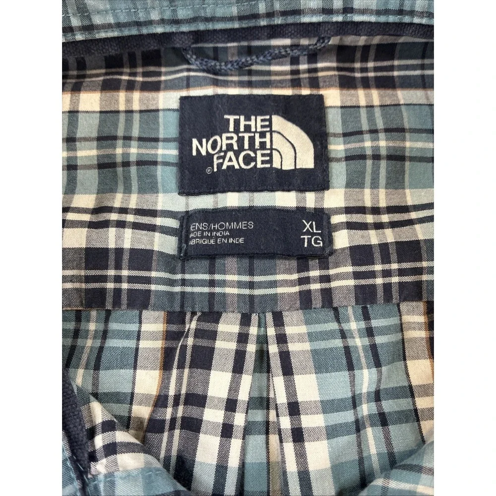 The North Face Mens Button Down Outdoor Shirt Short Sleeve Plaid Pocket Size XL